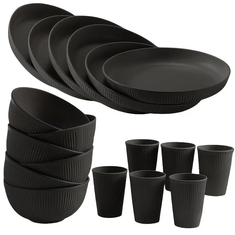 18‑Pcs गहुँको पराल डिनरवेयर सेट