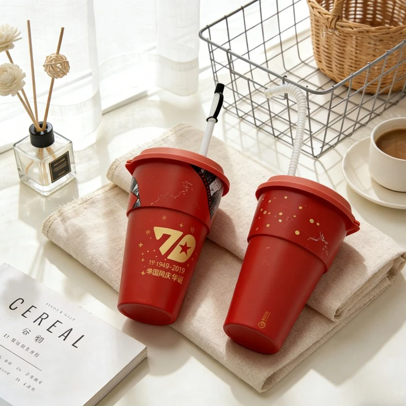 Custom Printed Commemorative Plastic Straw Cups